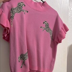 Pink Sweater with Leopard Print